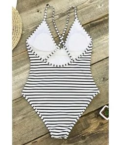 Best deal 🌟 Women's Lasting Appeal Stripe Print Crisscross One Piece Swimsuit - Cupshe 🔔 -Swimsuits Official Site unnamed file 6852