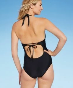 Wholesale 🔔 Women's Crochet Necklace Medium Coverage One Piece Swimsuit - Kona Sol™ Black 👍