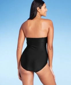 Best Pirce ✨ Women's Crochet Flounce High Coverage One Piece Swimsuit - Kona Sol™ Black ✔️