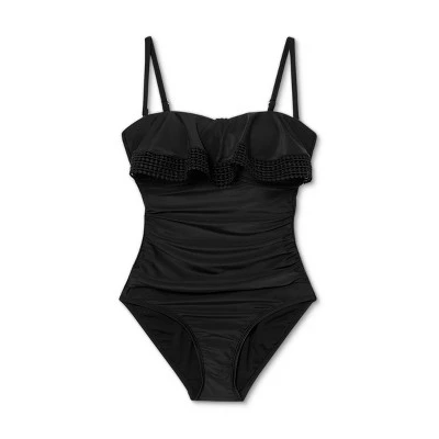 Best Pirce ✨ Women's Crochet Flounce High Coverage One Piece Swimsuit - Kona Sol™ Black ✔️ 6 Best Pirce ✨ Women's Crochet Flounce High Coverage One Piece Swimsuit - Kona Sol™ Black ✔️ - Image 4
