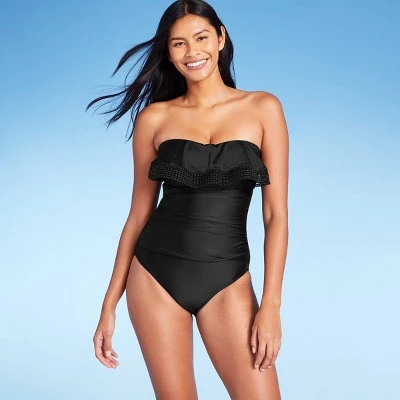 Best Pirce ✨ Women's Crochet Flounce High Coverage One Piece Swimsuit - Kona Sol™ Black ✔️ 9 Best Pirce ✨ Women's Crochet Flounce High Coverage One Piece Swimsuit - Kona Sol™ Black ✔️ - Image 7