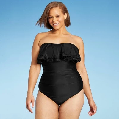 Best Pirce ✨ Women's Crochet Flounce High Coverage One Piece Swimsuit - Kona Sol™ Black ✔️ 13 Best Pirce ✨ Women's Crochet Flounce High Coverage One Piece Swimsuit - Kona Sol™ Black ✔️ - Image 11