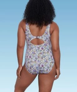 Discount 👍 Women's Slimming Control Wrap-Front One Piece Swimsuit - Beach Betty by Miracle Brands Blue Floral ✨ -Swimsuits Official Site unnamed file 6904