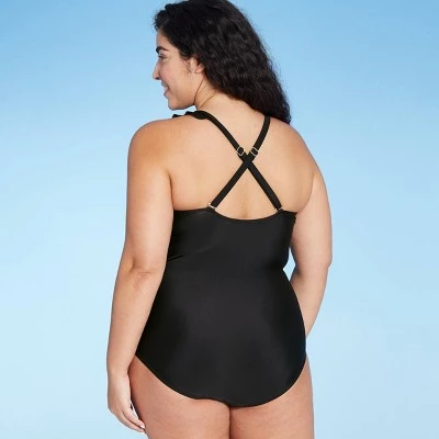 Hot Sale 🔥 Women's Ruffle Over the Shoulder High Coverage One Piece Swimsuit - Kona Sol™ Black ✔️ 6 Hot Sale 🔥 Women's Ruffle Over the Shoulder High Coverage One Piece Swimsuit - Kona Sol™ Black ✔️ - Image 4