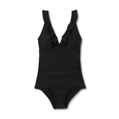 Hot Sale 🔥 Women's Ruffle Over the Shoulder High Coverage One Piece Swimsuit - Kona Sol™ Black ✔️ 7 Hot Sale 🔥 Women's Ruffle Over the Shoulder High Coverage One Piece Swimsuit - Kona Sol™ Black ✔️ - Image 5