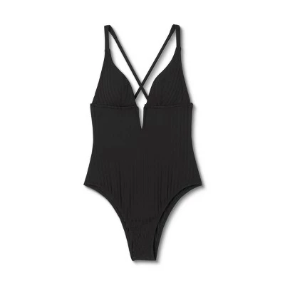 Cheapest ✨ Women's Ribbed Plunge Front V-Wire One Piece Swimsuit - Shade & Shore™ Dark Green 🔔 6 Cheapest ✨ Women's Ribbed Plunge Front V-Wire One Piece Swimsuit - Shade & Shore™ Dark Green 🔔 - Image 4