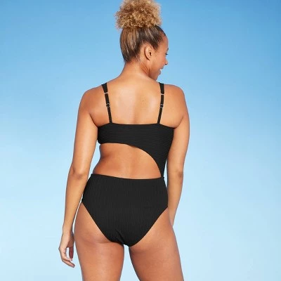 Best Pirce 🛒 Women's Ribbed Cut Out One Piece Swimsuit - Shade & Shore™ Blueberry 👍 5 Best Pirce 🛒 Women's Ribbed Cut Out One Piece Swimsuit - Shade & Shore™ Blueberry 👍 - Image 3