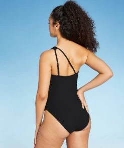 Discount ⌛ Juniors' Textured One Shoulder One Piece Swimsuit - Xhilaration™ Coral Pink 🎉 -Swimsuits Official Site unnamed file 6956
