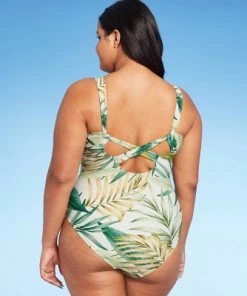 Discount 👍 Women's Straight Neck Shirred High Coverage One Piece Swimsuit - Kona Sol™ Multi 🔔 -Swimsuits Official Site unnamed file 6966