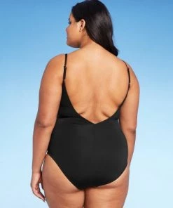 Coupon 👏 Women's V-Neck Shirred Medium Coverage One Piece Swimsuit - Kona Sol™ Black 🛒 -Swimsuits Official Site unnamed file 6976