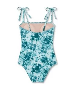 Buy 👍 Women's Shoulder Tie Square Neck Medium Coverage One Piece Swimsuit - Kona Sol™ Blue Tie-Dye ⭐ -Swimsuits Official Site unnamed file 6998