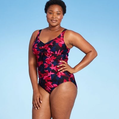 Cheapest ⭐ Women's Cinch-Front One Piece Swimsuit - Aqua Green® Floral 🤩 4 Cheapest ⭐ Women's Cinch-Front One Piece Swimsuit - Aqua Green® Floral 🤩 - Image 2