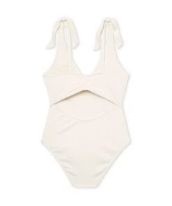 Deals 🤩 Women's Plunge Front Shoulder Tie Ribbed One Piece Swimsuit - Shade & Shore™ Cream 🛒 -Swimsuits Official Site unnamed file 7057