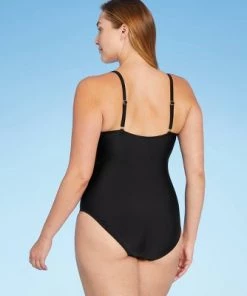 New ⌛ Women's Blanket Stitch High Leg Medium Coverage One Piece Swimsuit - Kona Sol™ Black 🤩 -Swimsuits Official Site unnamed file 7077
