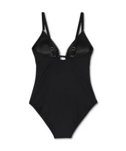 New ⌛ Women's Blanket Stitch High Leg Medium Coverage One Piece Swimsuit - Kona Sol™ Black 🤩 -Swimsuits Official Site unnamed file 7079