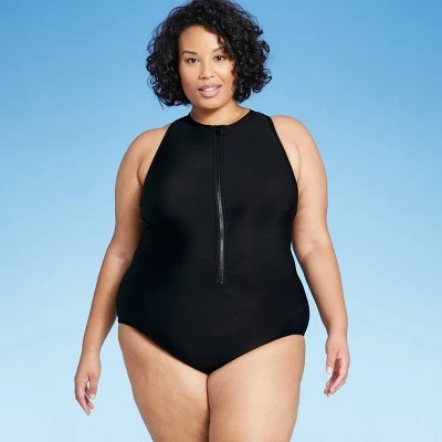 Deals 👏 Women's High Neck Zip-Up One Piece Swimsuit - Aqua Green® Black 👍 13 Deals 👏 Women's High Neck Zip-Up One Piece Swimsuit - Aqua Green® Black 👍 - Image 11
