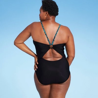 Deals 👍 Women's Ring Back One Piece Swimsuit - Aqua Green® Blue ⭐ 5 Deals 👍 Women's Ring Back One Piece Swimsuit - Aqua Green® Blue ⭐ - Image 3