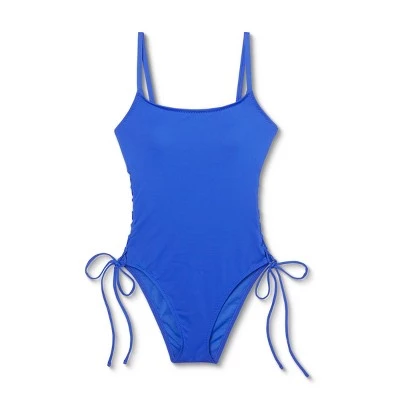 Best deal 💯 Women's Lace-Up Side One Piece Swimsuit - Shade & Shore™ Cobalt 💯 6 Best deal 💯 Women's Lace-Up Side One Piece Swimsuit - Shade & Shore™ Cobalt 💯 - Image 4