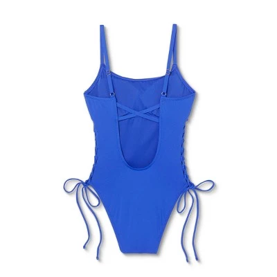 Best deal 💯 Women's Lace-Up Side One Piece Swimsuit - Shade & Shore™ Cobalt 💯 7 Best deal 💯 Women's Lace-Up Side One Piece Swimsuit - Shade & Shore™ Cobalt 💯 - Image 5