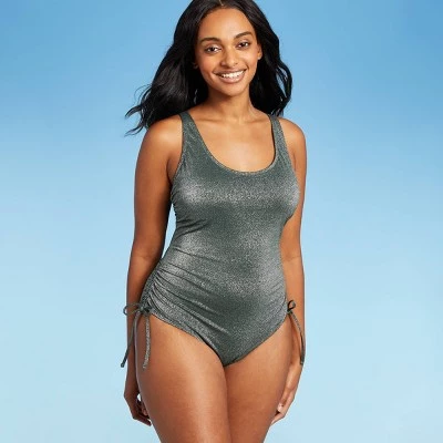 Buy 🌟 Juniors' Metallic Side-Cinch One Piece Swimsuit - Xhilaration™ Moss Green 🔔 4 Buy 🌟 Juniors' Metallic Side-Cinch One Piece Swimsuit - Xhilaration™ Moss Green 🔔 - Image 2