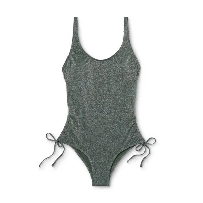 Buy 🌟 Juniors' Metallic Side-Cinch One Piece Swimsuit - Xhilaration™ Moss Green 🔔 6 Buy 🌟 Juniors' Metallic Side-Cinch One Piece Swimsuit - Xhilaration™ Moss Green 🔔 - Image 4