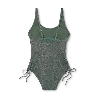 Buy 🌟 Juniors' Metallic Side-Cinch One Piece Swimsuit - Xhilaration™ Moss Green 🔔 7 Buy 🌟 Juniors' Metallic Side-Cinch One Piece Swimsuit - Xhilaration™ Moss Green 🔔 - Image 5