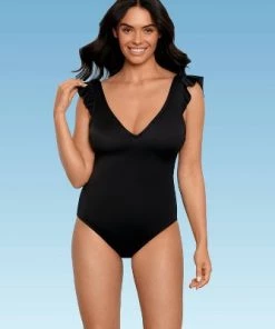 Top 10 ⌛ Women's Slimming Control Ruffle Sleeve One Piece Swimsuit - Beach Betty by Miracle Brands Black 😀 -Swimsuits Official Site unnamed file 7227