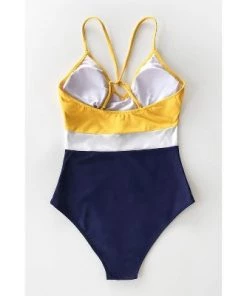 Discount ⌛ Women's Color Block One Piece Swimsuit V Neck Crisscross Swimwear Bathing Suits -Cupshe 🔥 -Swimsuits Official Site unnamed file 7237