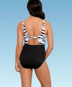 Cheapest 👏 Women's Slimming Control Tie-Front Cut Out One Piece Swimsuit - Beach Betty by Miracle Brands Green 🔥