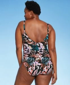 Brand new 🧨 Women's Seamed Front Shirred One Piece Swimsuit - Aqua Green® Multi 🤩 -Swimsuits Official Site unnamed file 7265