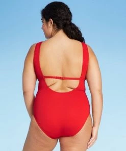 Wholesale 😍 Women's Textured High Neck High Coverage One Piece Swimsuit - Kona Sol™ Lively Red 👏 -Swimsuits Official Site unnamed file 7274
