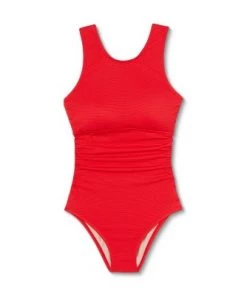 Wholesale 😍 Women's Textured High Neck High Coverage One Piece Swimsuit - Kona Sol™ Lively Red 👏 -Swimsuits Official Site unnamed file 7275