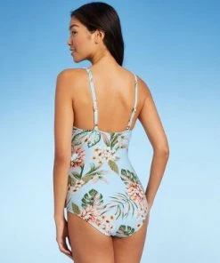 Wholesale 👍 Women's Wrap-Front High Coverage One Piece Swimsuit - Kona Sol™ Tropical Print 😍