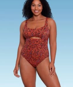 Cheapest ⌛ Women's Slimming Control Cut Out Tie Back One Piece Swimsuit - Beach Betty by Miracle Brands Purple ⌛ -Swimsuits Official Site unnamed file 7329