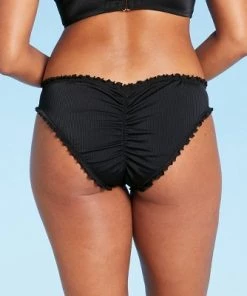 Wholesale 🛒 Women's Ribbed Ruffle Cheeky Bikini Bottom - Shade & Shore™ Black 🎉 -Swimsuits Official Site unnamed file 733