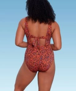 Cheapest ⌛ Women's Slimming Control Cut Out Tie Back One Piece Swimsuit - Beach Betty by Miracle Brands Purple ⌛ -Swimsuits Official Site unnamed file 7330