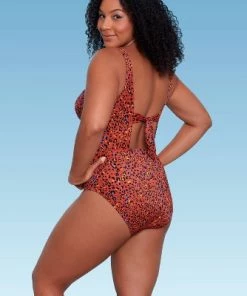 Cheapest ⌛ Women's Slimming Control Cut Out Tie Back One Piece Swimsuit - Beach Betty by Miracle Brands Purple ⌛ -Swimsuits Official Site unnamed file 7331