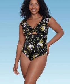 Cheap 🛒 Women's Slimming Control Sleeve Cut Out One Piece Swimsuit - Beach Betty by Miracle Brands Red 💯 -Swimsuits Official Site unnamed file 7334
