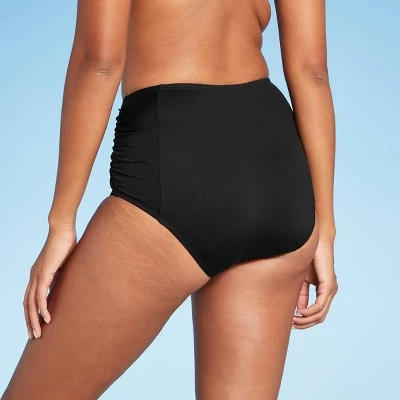 Cheap 🎉 Women's Paneled Shirred High Waist Medium Coverage Bikini Bottom - Kona Sol™ Black ✔️ 3 Cheap 🎉 Women's Paneled Shirred High Waist Medium Coverage Bikini Bottom - Kona Sol™ Black ✔️