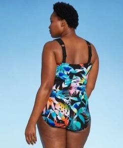 Best Sale ✔️ Women's Asymmetrical Shoulder One Piece Swimsuit - Aqua Green® Black Multi 😍 -Swimsuits Official Site unnamed file 7393