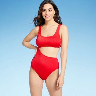 Cheap 👍 Women's Textured Ribbed Side Cut Out Medium Coverage One Piece Swimsuit - Kona Sol™ Lively Red 💯 10 Cheap 👍 Women's Textured Ribbed Side Cut Out Medium Coverage One Piece Swimsuit - Kona Sol™ Lively Red 💯 - Image 8