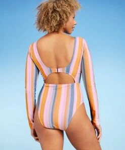 New 🔔 Women's Long Sleeve Knot-Front Cut Out One Piece Rash Guard - Shade & Shore™ Multi Stripe 👍 12 New 🔔 Women's Long Sleeve Knot-Front Cut Out One Piece Rash Guard - Shade & Shore™ Multi Stripe 👍 -Swimsuits Official Site unnamed file 7462