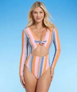New 🔔 Women's Long Sleeve Knot-Front Cut Out One Piece Rash Guard - Shade & Shore™ Multi Stripe 👍 17 New 🔔 Women's Long Sleeve Knot-Front Cut Out One Piece Rash Guard - Shade & Shore™ Multi Stripe 👍 -Swimsuits Official Site unnamed file 7467