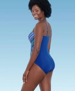 Top 10 😍 Women's Slimming Control Draped Shirred Bandeau One Piece Swimsuit - Dreamsuit by Miracle Brands Blue 🔥 -Swimsuits Official Site unnamed file 7469