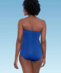 Top 10 😍 Women's Slimming Control Draped Shirred Bandeau One Piece Swimsuit - Dreamsuit by Miracle Brands Blue 🔥 -Swimsuits Official Site unnamed file 7471