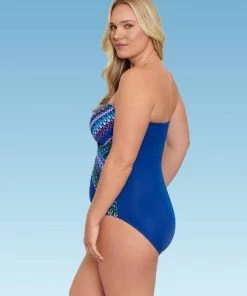 Top 10 😍 Women's Slimming Control Draped Shirred Bandeau One Piece Swimsuit - Dreamsuit by Miracle Brands Blue 🔥 -Swimsuits Official Site unnamed file 7475