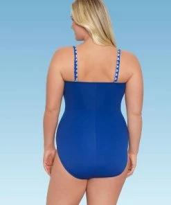 Top 10 😍 Women's Slimming Control Draped Shirred Bandeau One Piece Swimsuit - Dreamsuit by Miracle Brands Blue 🔥 -Swimsuits Official Site unnamed file 7477
