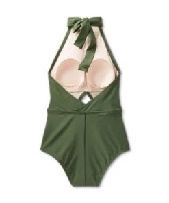 Outlet 😀 Women's Cut Out High Neck Open Back Medium Coverage One Piece Swimsuit - Kona Sol™ Dark Green ⌛ -Swimsuits Official Site unnamed file 7496