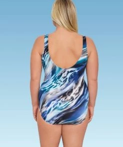 Flash Sale 🌟 Women's Slimming Control High Neck Wrap Keyhole One Piece Swimsuit - Dreamsuit by Miracle Brands Pink 😀 -Swimsuits Official Site unnamed file 7520