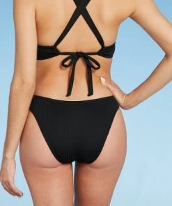 Promo ✨ Women's Ribbed Cheeky Bikini Bottom - Shade & Shore™ Cobalt 🎉